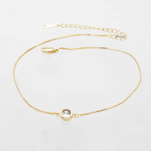 5mm Round C.Z Anklet - Gold