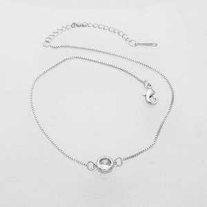 Jewellery: 5mm Round C.Z Anklet - Silver