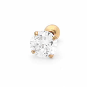 Prong Set Round CZ Studs - Gold