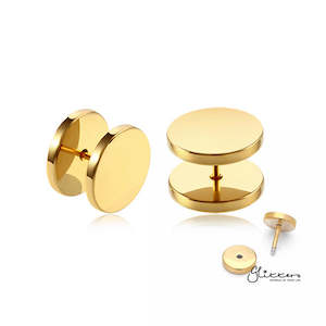 Stainless Steel Round Fake Plug - Gold