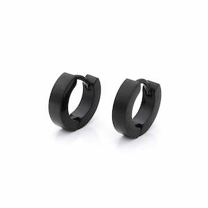 Black Titanium IP Stainless Steel Huggie Hoop Earrings - Small