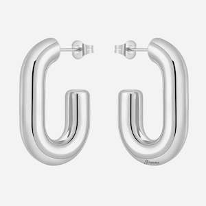 Stainless Steel G Shape Earrings - Silver