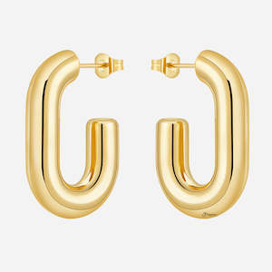 Stainless Steel G Shape Earrings - Gold