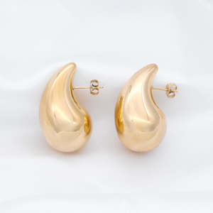 Jewellery: Stainless Steel Teardrop Earrings - Gold