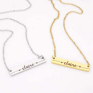 Personalised Horizontal Bar Necklace - Font 7