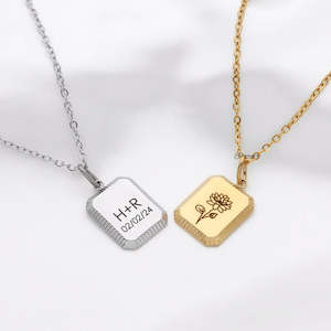 Personalised Embossed Rectangle Pendant Necklace