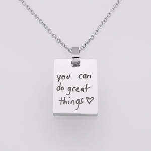 Jewellery: Personalised Rectangle Pendant Necklace - Actual Handwriting | Drawing