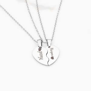 Personalised Best Friends Heart Necklace