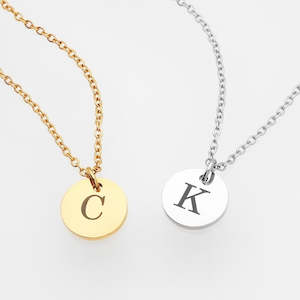 Personalised Round Disc Necklace - Initial & Birthstone