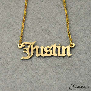 Personalised 24K Gold Plated Sterling Silver Name Necklace-Old English