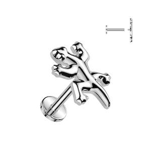 Gecko Top Titanium Flat Back Stud Earrings