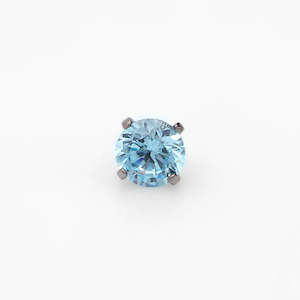 Jewellery: Titanium Internally Threaded Replacement CZ Top -Aqua