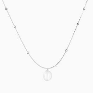 Sterling Silver Baroque Freshwater Pearl Necklace - Silver