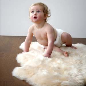 Auskin Baby Longwool Sheepskin Rug - Bone