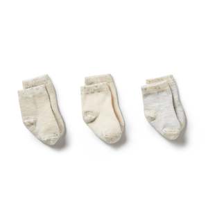 Wilson + Frenchy Organic 3 Pack Baby Socks - Cream, Oatmeal, Grey Cloud -