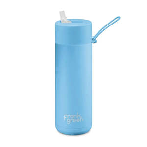 Store-based retail: Frank Green Ceramic Reusable Bottle with Straw Lid 20oz / 595ml - Sky Blue