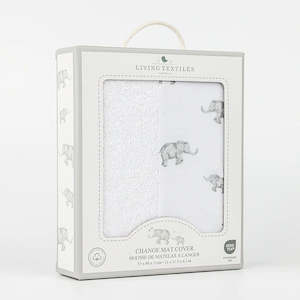 Living Textiles Jersey Change Pad Cover - Watercolour Elephant / Towelling