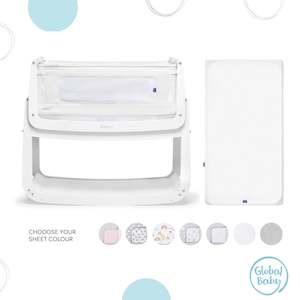 SnuzPod4 Bedside Crib Everything Bundle - White - Choose your sheet colour