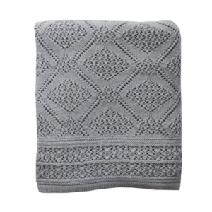 Heirloom Merino Baby Blanket Geometric Pattern - Mid Grey