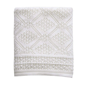 Heirloom Merino Baby Blanket Geometric Pattern - Bianco