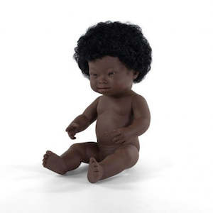 Miniland Doll - Anatomically Correct Baby - 38cm African Girl with Down Syndrome