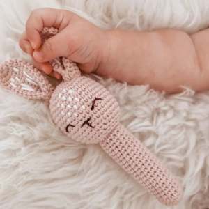 Over The Dandelions - Crochet Bunny Rattle Blush