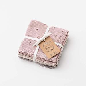 Over the Dandelions Organic Cotton Wash Cloth Set of 3 - Dusk/ Fawn/ Glacier