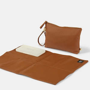 OiOi Nappy Changing Pouch - Chestnut Brown Vegan Leather