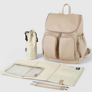 OiOi Signature Nappy Backpack - Oat Dimple Vegan Leather