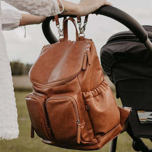 Store-based retail: OiOi Signature Nappy Backpack - Tan Vegan Leather