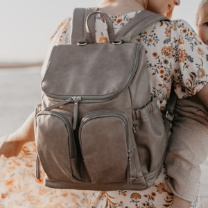 OiOi Faux Leather Nappy Backpack - Taupe