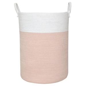 Store-based retail: Living Textiles 100% Cotton Rope Hamper - Blush/White