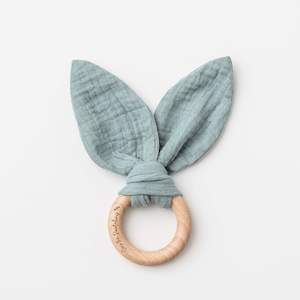 Over the Dandelions Muslin Bunny Ear Teether - Sage