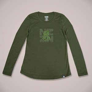 NZ Tiki Long Sleeve Womens Merino T-Shirt