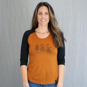 Clothing: Bikes 3/4 Sleeve Womens Merino T-Shirt