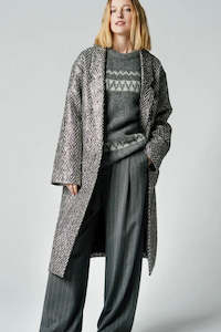 Smythe Duster Coat - Pewter Herringbone