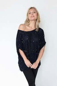 October Reign Hand-Beaded Silk Tee - French Navy