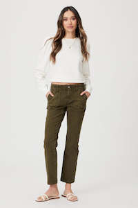 Clothing: Paige Mayslie Straight Ankle - Vintage Olive Meadow