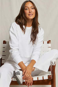 Clothing: Perfect White Tee Kendall Waffle Sweatshirt - White