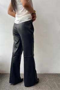 October Reign Leather Wide Leg Pants - Black