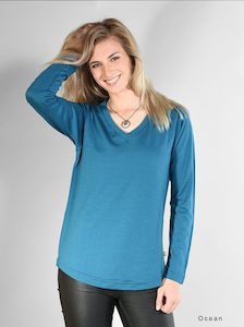 Merino V-Neck Relax Long Sleeve Tee