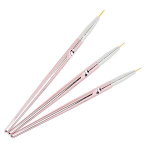 3Pcs Rose Gold Nail Art Lines Painting Pen Brushes