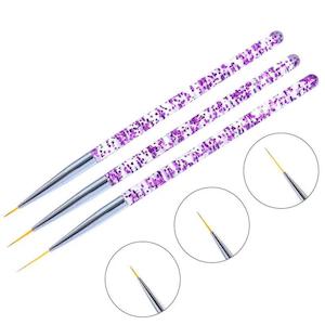 3pcs Acrylic Glitter Nail Art Liner Brush