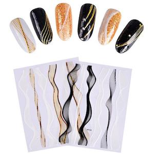 Gold Metal Wave Strip 3D Black Silver Lines Transfer Sticker Decoration Tool