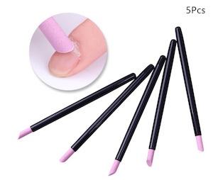 5pcs Professional Nail Art Pusher Black Quartz Head Scrubs Stone Cuticle Stick