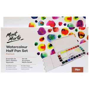 Watercolour Half Pan Set Premium 28pc - Mont Marte