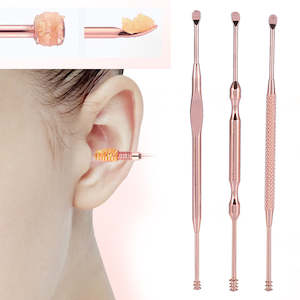 3 Pcs Ear Pick Ear Wax Remover Ear Pick Cleanser kit Rose Gold