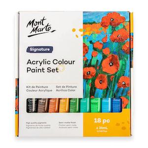 Acrylic Paint: Acrylic Colour Paint Set Signature 18pc x 36ml - Mont Marte