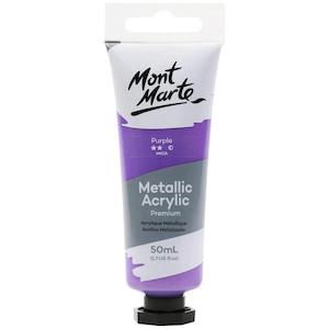 Metallic Acrylic Paint Premium 50ml (1.7 US fl.oz) Tube - Purple - Mont Marte