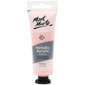 Metallic Acrylic Paint Premium 50ml (1.7 US fl.oz) Tube - Pink - Mont Marte